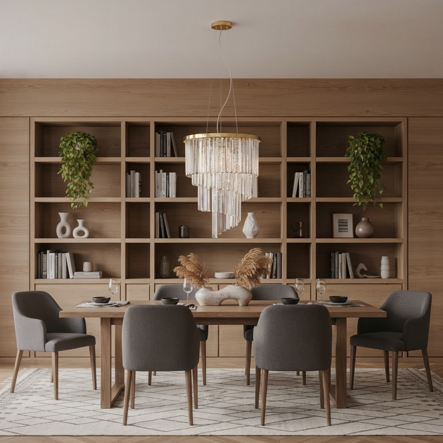 Ideal Lux - Crystal chandelier on a string CARLTON 12xE14/40W/230V d. 50 cm gold