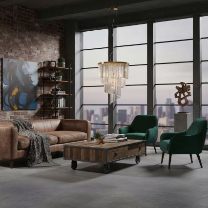 Ideal Lux - Crystal chandelier on a string CARLTON 12xE14/40W/230V d. 50 cm gold