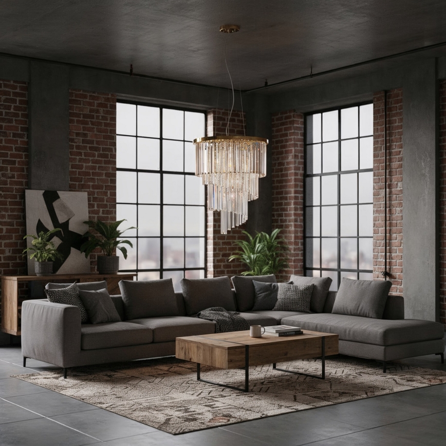 Ideal Lux - Crystal chandelier on a string CARLTON 12xE14/40W/230V d. 50 cm gold