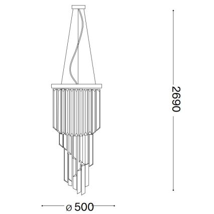 Ideal Lux - Crystal chandelier on a string CARLTON 12xE14/40W/230V d. 50 cm gold