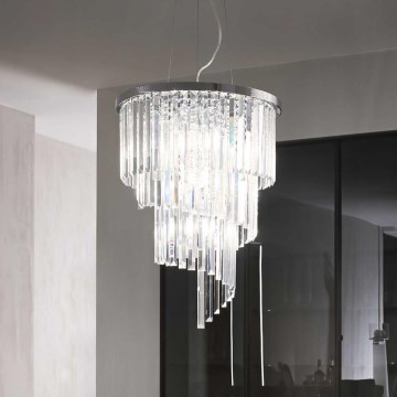Ideal Lux - Crystal chandelier on a string CARLTON 12xE14/40W/230V d. 50 cm shiny chrome