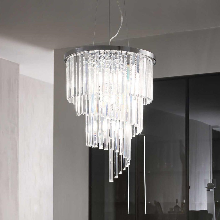 Ideal Lux - Crystal chandelier on a string CARLTON 12xE14/40W/230V d. 50 cm shiny chrome
