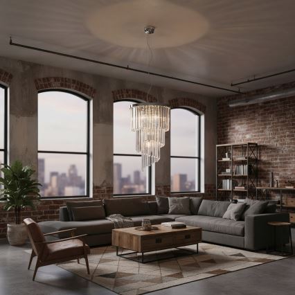 Ideal Lux - Crystal chandelier on a string CARLTON 8xE14/40W/230V d. 40 cm shiny chrome