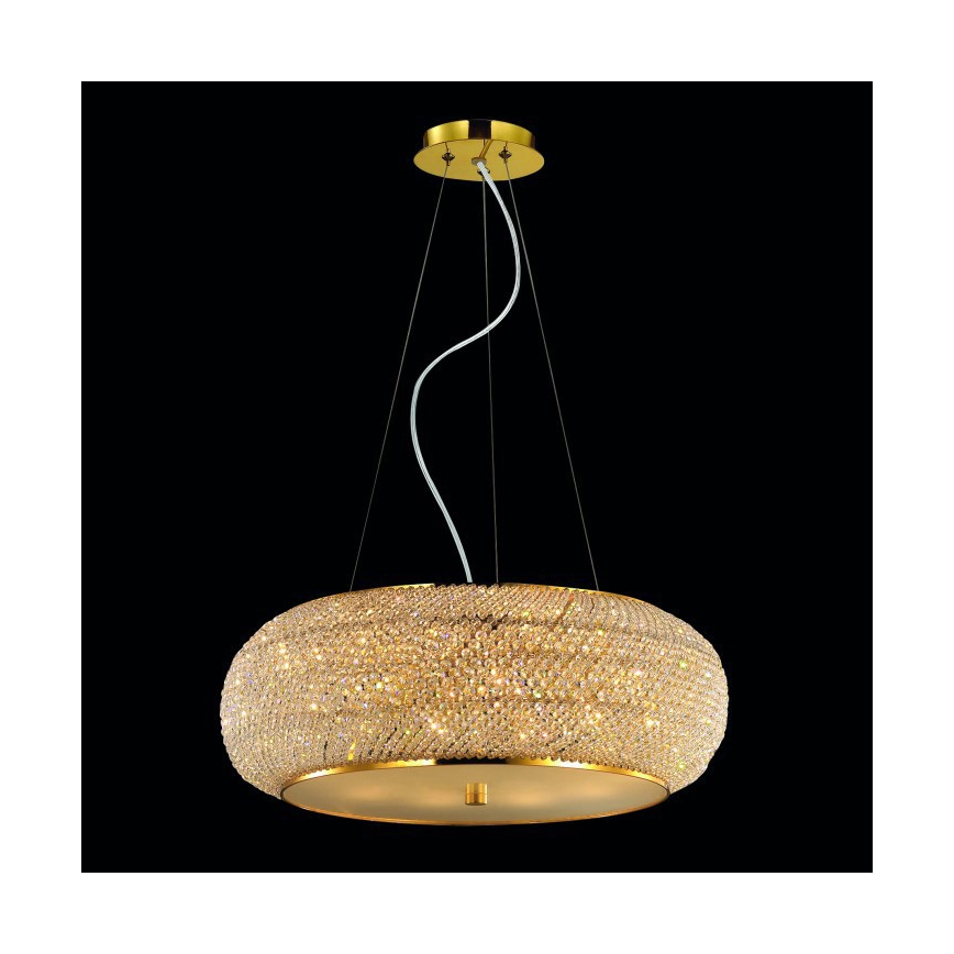 Ideal Lux - Crystal chandelier on a string PASHA 10xE14/40W/230V d. 55 cm gold