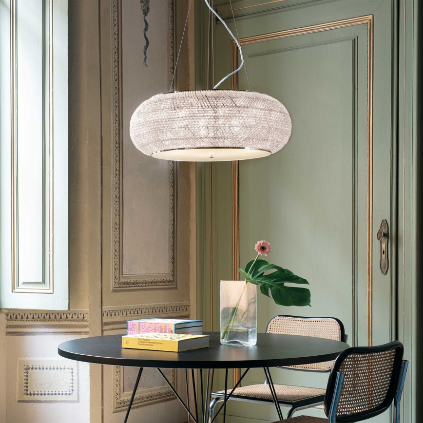 Ideal Lux - Crystal chandelier on a string PASHA 14xE14/40W/230V d. 65 cm shiny chrome