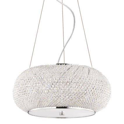 Ideal Lux - Crystal chandelier on a string PASHA 6xE14/40W/230V d. 40 cm shiny chrome