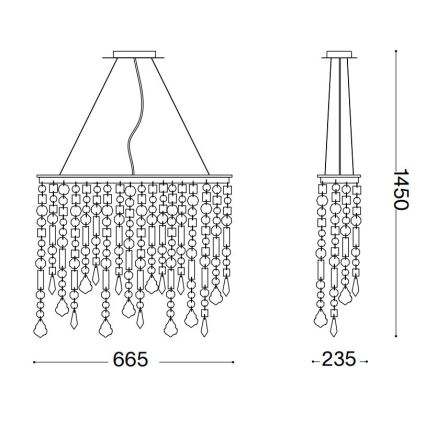 Ideal Lux - Crystal chandelier on a string RAIN 5xE14/40W/230V clear
