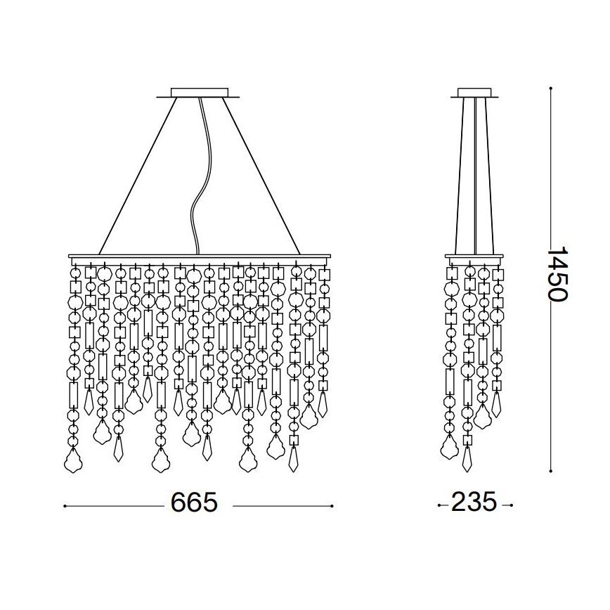 Ideal Lux - Crystal chandelier on a string RAIN 5xE14/40W/230V clear