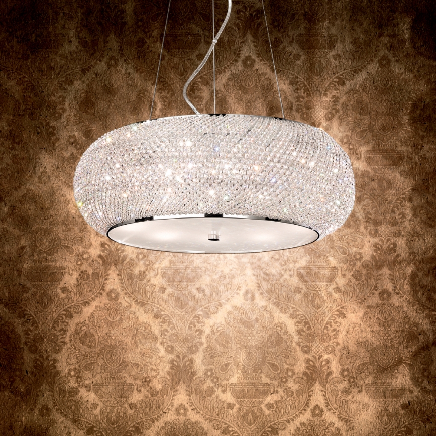 Ideal Lux - Crystal chandelier PASHA 10xE14/40W/230V d. 55 cm shiny chrome
