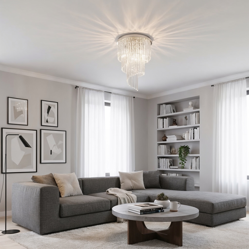 Ideal Lux - Crystal surface-mounted chandelier CARLTON 12xE14/40W/230V d. 50 cm shiny chrome