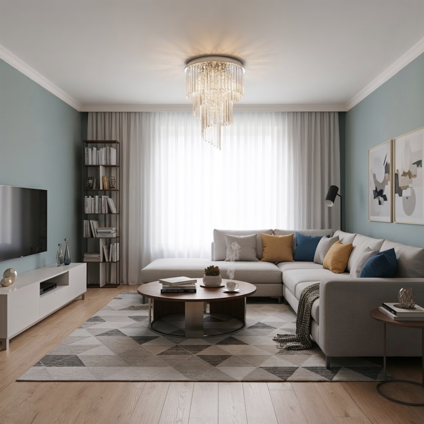 Ideal Lux - Crystal surface-mounted chandelier CARLTON 12xE14/40W/230V d. 50 cm shiny chrome