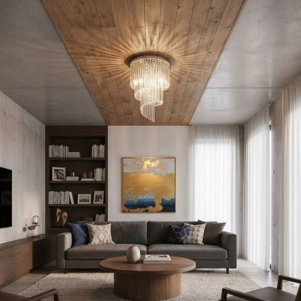 Ideal Lux - Crystal surface-mounted chandelier CARLTON 12xE14/40W/230V d. 50 cm shiny chrome