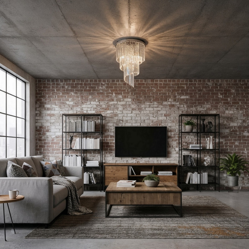 Ideal Lux - Crystal surface-mounted chandelier CARLTON 12xE14/40W/230V d. 50 cm shiny chrome