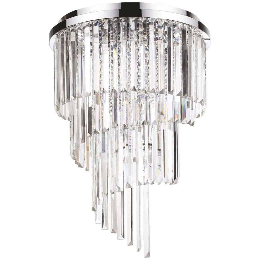 Ideal Lux - Crystal surface-mounted chandelier CARLTON 12xE14/40W/230V d. 50 cm shiny chrome