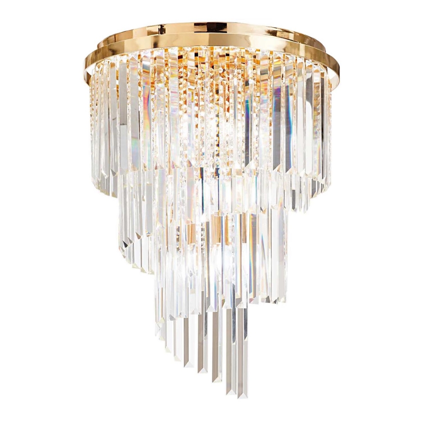 Ideal Lux - Crystal surface-mounted chandelier CARLTON 12xE14/40W/230V d. 50 cm gold