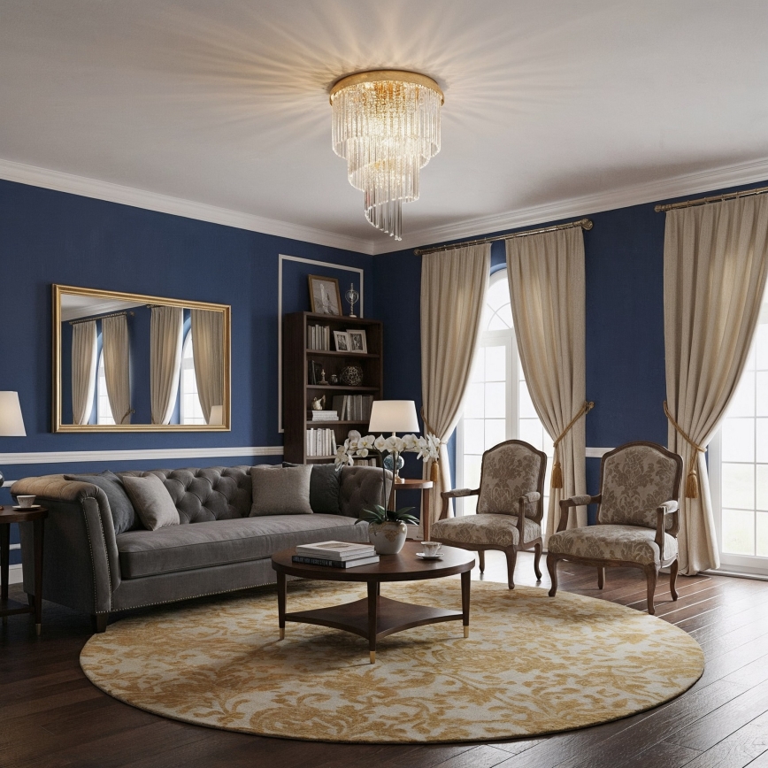 Ideal Lux - Crystal surface-mounted chandelier CARLTON 12xE14/40W/230V d. 50 cm gold