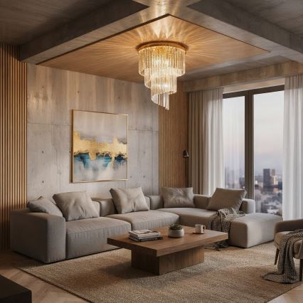 Ideal Lux - Crystal surface-mounted chandelier CARLTON 12xE14/40W/230V d. 50 cm gold