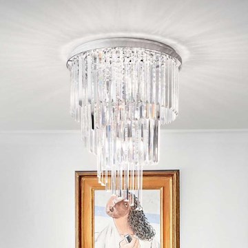 Ideal Lux - Crystal surface-mounted chandelier CARLTON 12xE14/40W/230V d. 50 cm shiny chrome