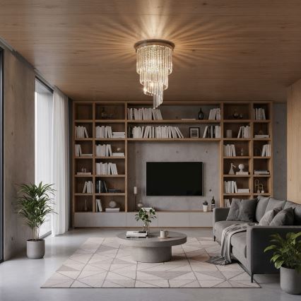 Ideal Lux - Crystal surface-mounted chandelier CARLTON 8xE14/40W/230V d. 40 cm shiny chrome