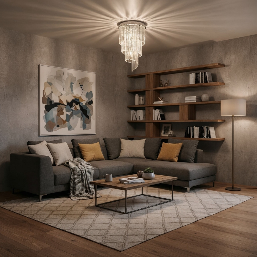 Ideal Lux - Crystal surface-mounted chandelier CARLTON 8xE14/40W/230V d. 40 cm shiny chrome