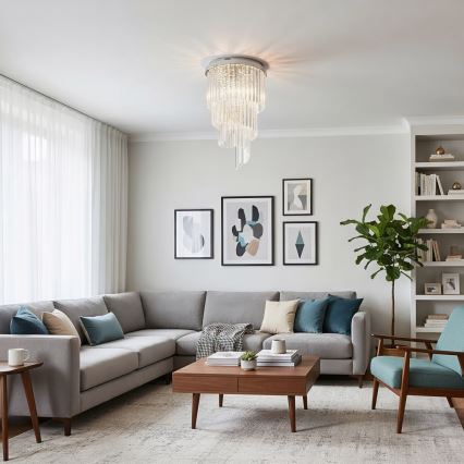 Ideal Lux - Crystal surface-mounted chandelier CARLTON 8xE14/40W/230V d. 40 cm shiny chrome