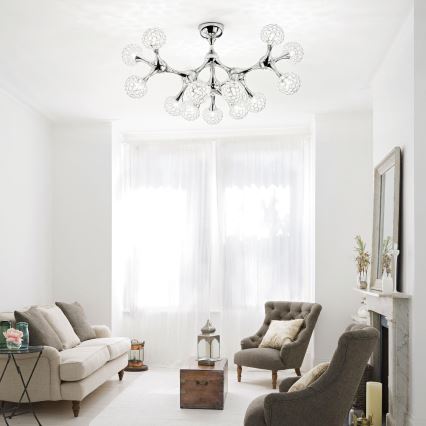 Ideal Lux - Crystal surface-mounted chandelier NODI 15xG9/40W/230V shiny chrome
