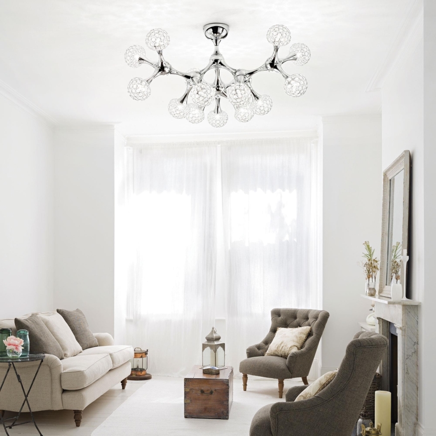 Ideal Lux - Crystal surface-mounted chandelier NODI 15xG9/40W/230V shiny chrome