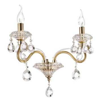 Ideal Lux - Crystal wall lamp NEGRESCO 2xE14/28W/230V gold