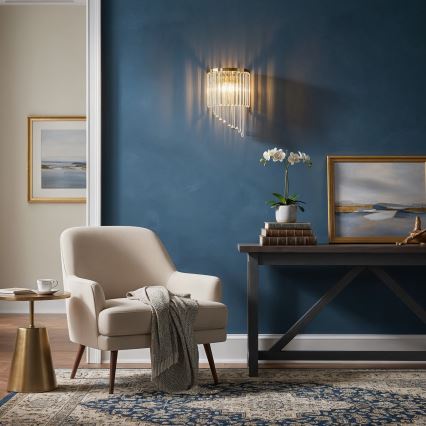 Ideal Lux - Crystal wall light CARLTON 3xE14/40W/230V gold