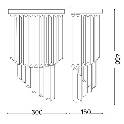 Ideal Lux - Crystal wall light CARLTON 3xE14/40W/230V gold
