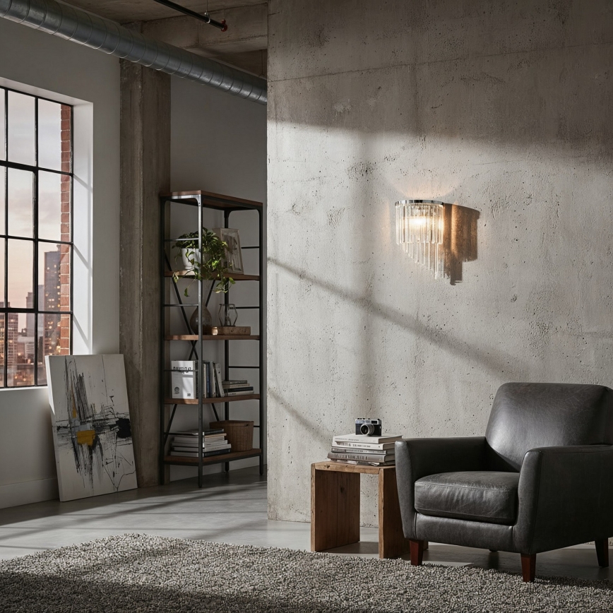 Ideal Lux - Crystal wall light CARLTON 3xE14/40W/230V shiny chrome