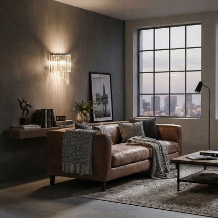 Ideal Lux - Crystal wall light CARLTON 3xE14/40W/230V shiny chrome