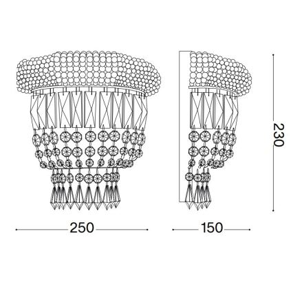 Ideal Lux - Crystal wall light DUBAI 2xE14/28W/230V shiny chrome