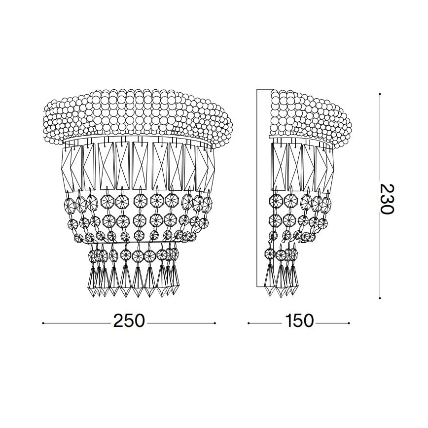 Ideal Lux - Crystal wall light DUBAI 2xE14/28W/230V shiny chrome