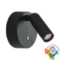 Ideal Lux - Dimmable Rechargeable Touch Wall-Mounted LED Spotlight BEAN LED/3W/5V 2200 mAh CRI 95 Black