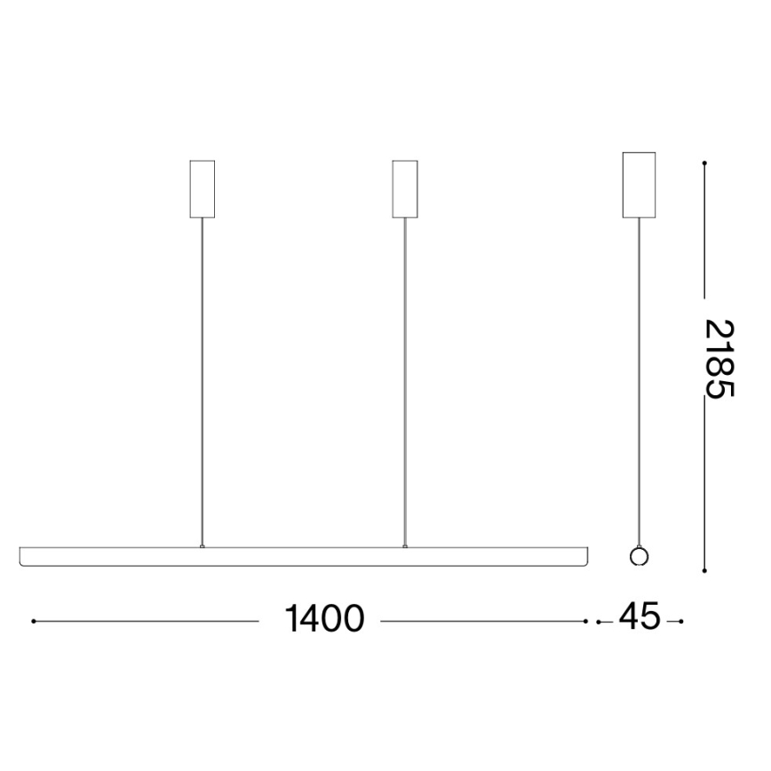 Ideal Lux - DORICA LED Dimmable Cable Pendant, LED/35W/230V, CRI 90, 140 cm, Black