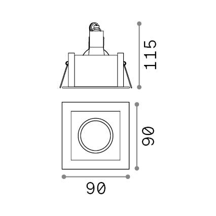 Ideal Lux - FUNKY Recessed Downlight 1xGU10/50W/230V 9x9 cm Brass
