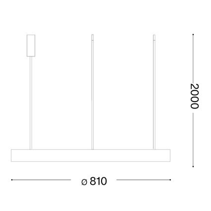 Ideal Lux - GEMINI LED Cable Pendant, 56W, 230V, 2700K, Ø 81 cm, CRI 90, Brass