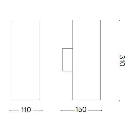 Ideal Lux - GUN Outdoor Wall Light 1xE27/60W/230V 31 cm IP54 Grey