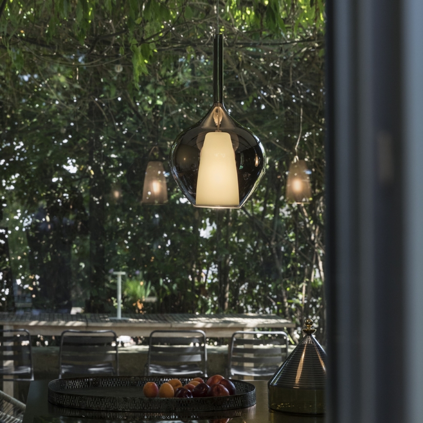 Ideal Lux - KALIQUE cable pendant 1xE27/42W/230V Ø 18 cm smoked black