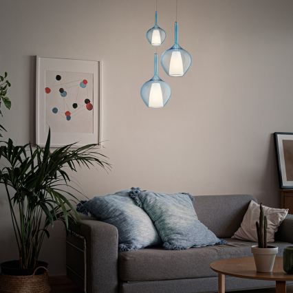 Ideal Lux - KALIQUE Cable Pendant Light 1xE27/42W/230V Ø 18 cm, Smoky Blue