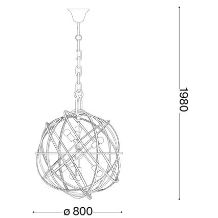 Ideal Lux - Chain-hung chandelier KONSE 7xE27/60W/230V Ø 80 cm gold