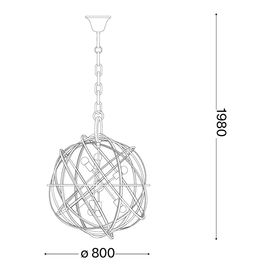 Ideal Lux - Chain-hung chandelier KONSE 7xE27/60W/230V Ø 80 cm gold