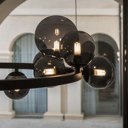 Ideal Lux - LED cable-suspended chandelier PERLAGE 25xG9/3W/230V 110 cm black/smoked black