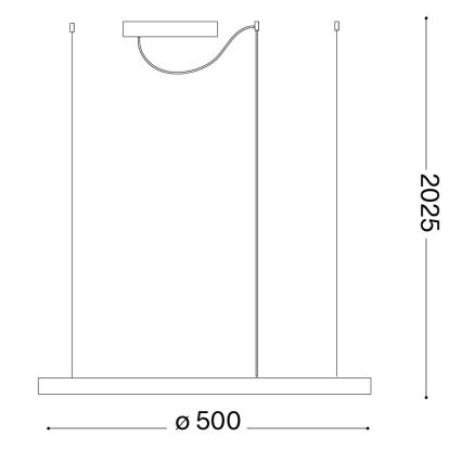Ideal Lux - ORACLE SLIM LED cable-suspended pendant, 29W, 230V, 4000K (CRI 90), Ø 50 cm, Gold