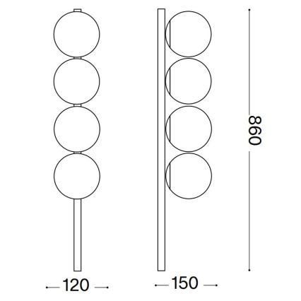 Ideal Lux - LED Ceiling light BINOMIO 4xG9/3W/230V black