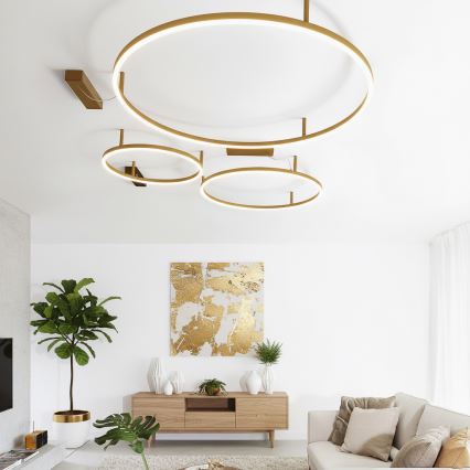 Ideal Lux - ORACLE SLIM LED Ceiling Light, 37W, 230V, 4000K, CRI 90, 70 cm diameter, Gold