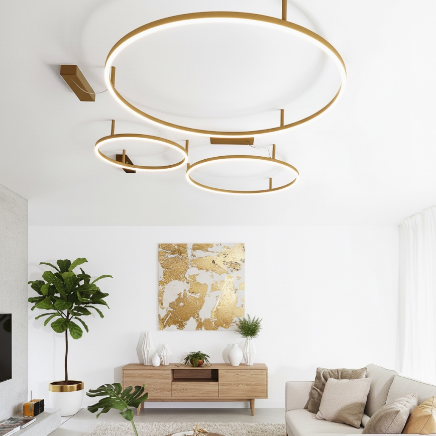 Ideal Lux - ORACLE SLIM LED Ceiling Light, 37W, 230V, 4000K, CRI 90, 70 cm diameter, Gold