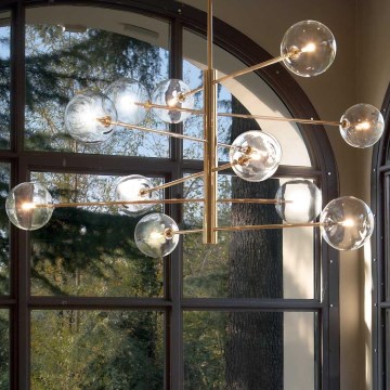 Ideal Lux - LED Chandelier on a pole EQUINOXE 12xG4/2W/230V d. 124 cm brass/clear