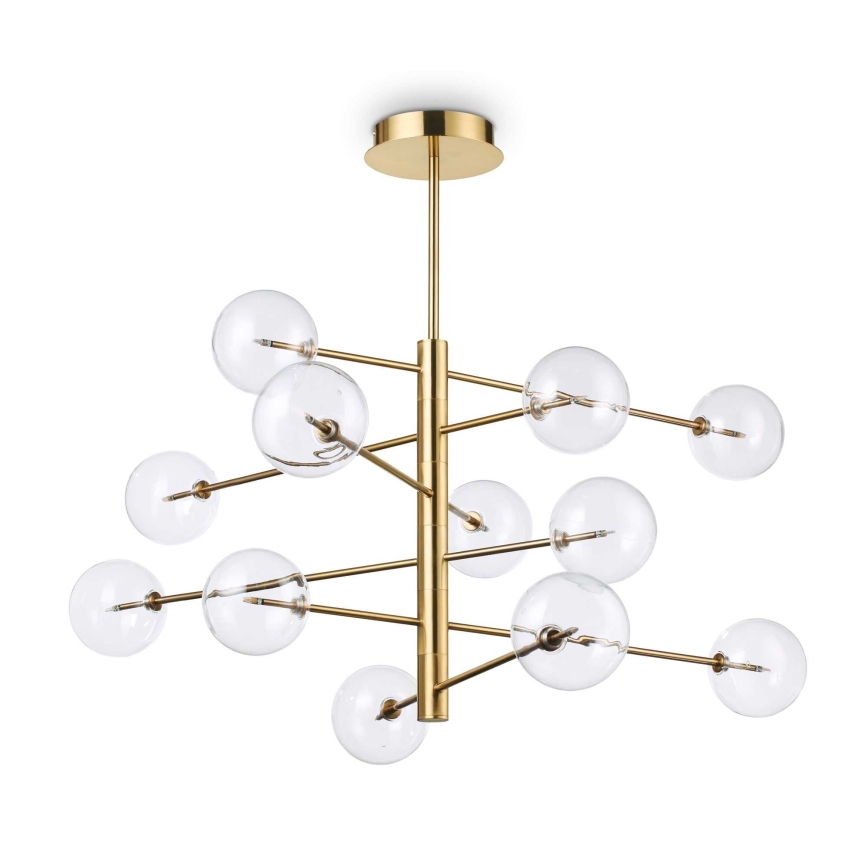 Ideal Lux - LED Chandelier on a pole EQUINOXE 12xG4/2W/230V d. 124 cm brass/clear